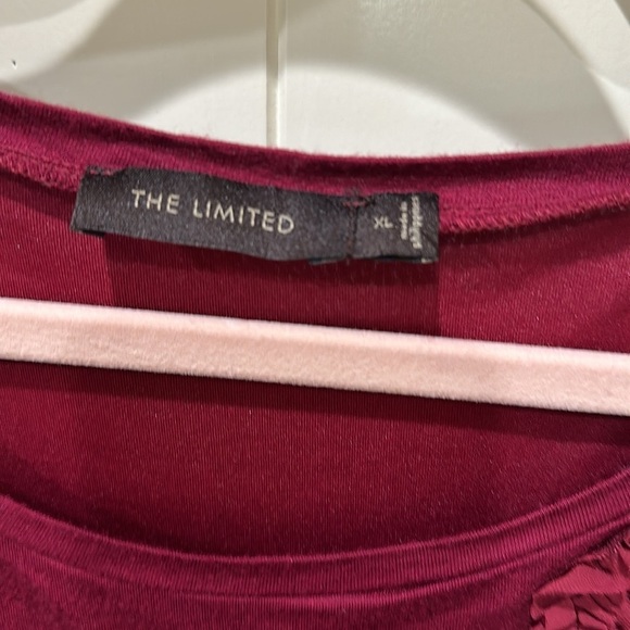 The Limited burgundy dress. Faux wrap. Pit 21” but does have stretch. - Picture 3 of 4